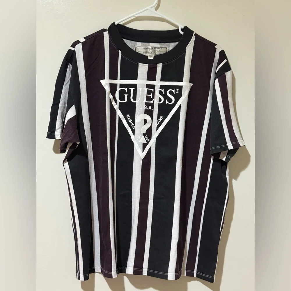 Guess Originals Men's Rexford Black Striped Short-Sleeve T-Shirt - Picture 3 of 7